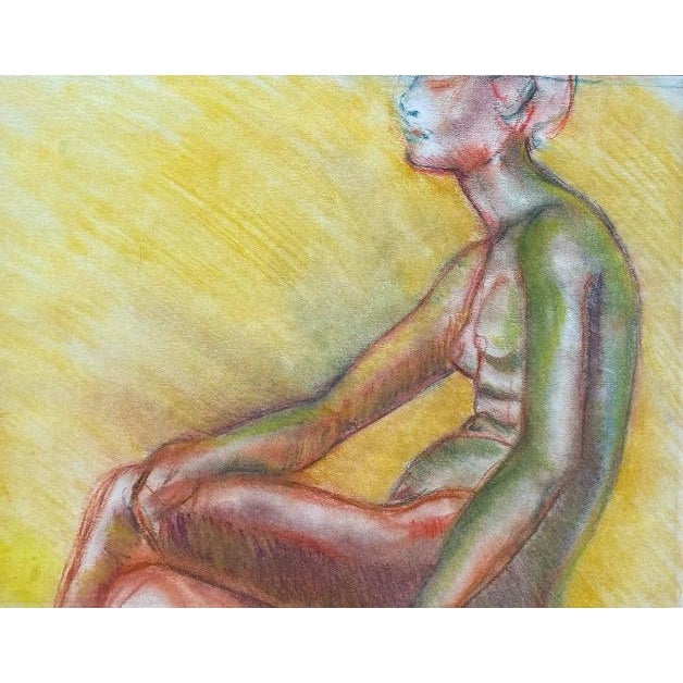 Original Andi Pepper Expressive Nude Figure Study Drawing Vibrant Mid Century Modern Style This striking original figural...
