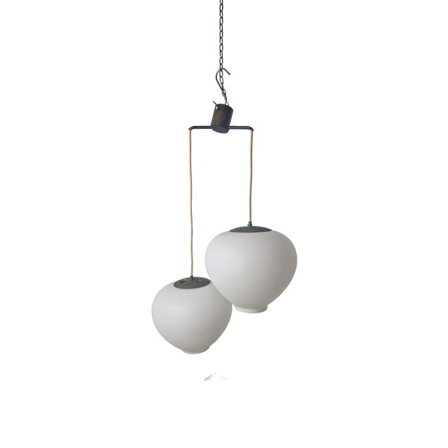Pendant Light in Brass with Opal Glasses from Stilnovo, 1960s For Sale