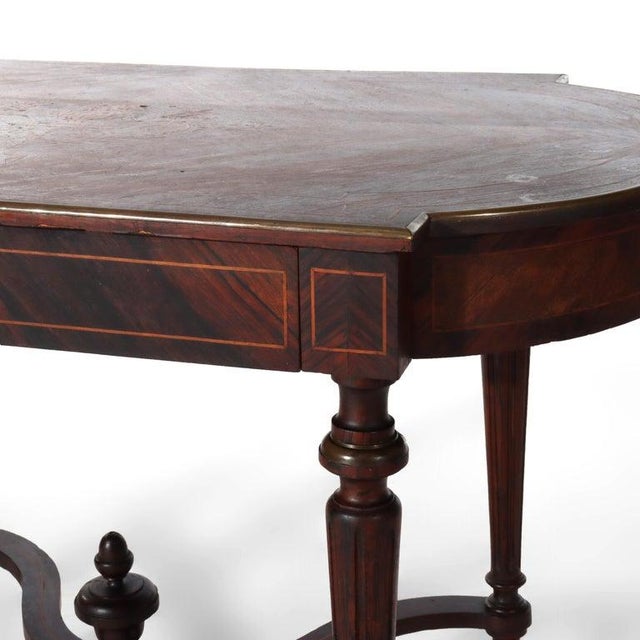 Antique Louis XVI Rosewood, Marquetry & Inlaid Table With Drawer C1880 For Sale - Image 4 of 9