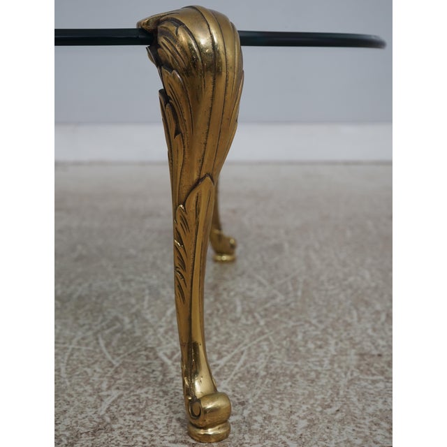 Labarge Brass & Glass Scroll Foot Coffee Table For Sale In Philadelphia - Image 6 of 12