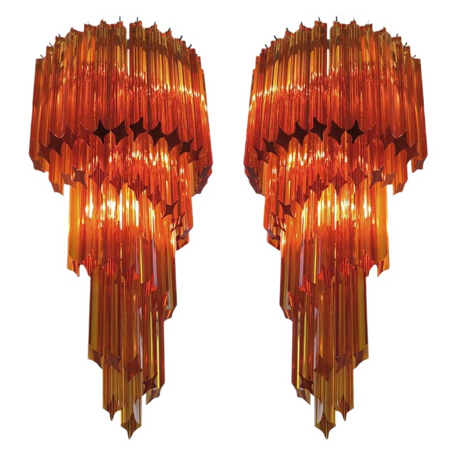 Venetian Wall Sconces in Murano, 1980s, Set of 2 For Sale