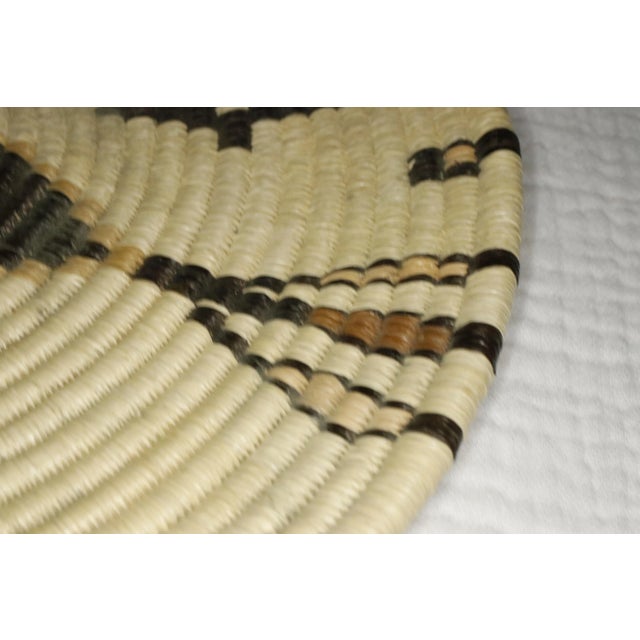 Tan Early 20th C. Hopi Coil Basket Plaque With Geometric Figural Motifs For Sale - Image 8 of 12