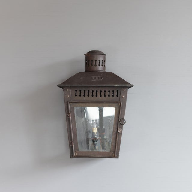 Brown Vintage Wall Lantern in Brass, 1950s For Sale - Image 8 of 8