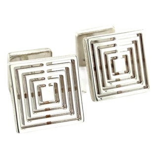 1990s Pair of Tiffany & Co Estate Mens Cufflinks Sterling Silver For Sale