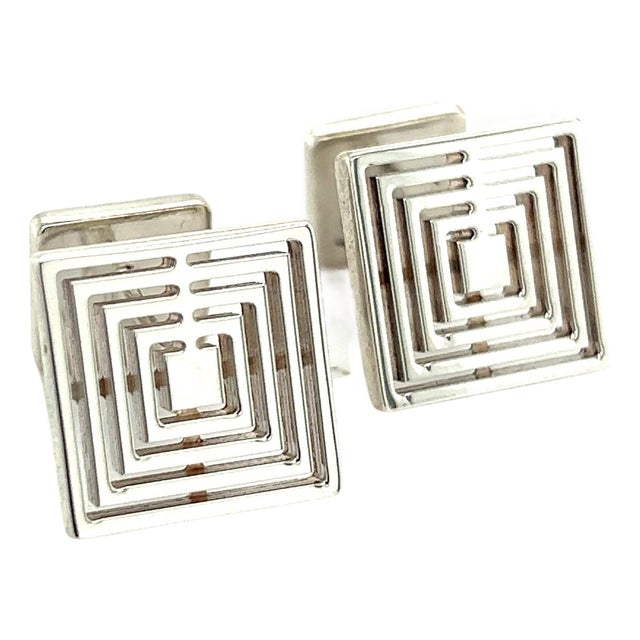 1990s Pair of Tiffany & Co Estate Mens Cufflinks Sterling Silver For Sale