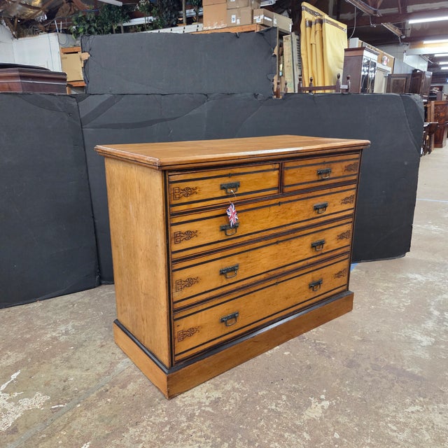 Late 19th Century Satinwood Arts & Crafts 5 Drawer Chest on Plinth Base For Sale - Image 10 of 16