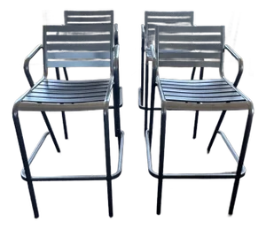 21st Century Contemporary Indoor Outdoor Stacking Bar Stools Set of 4