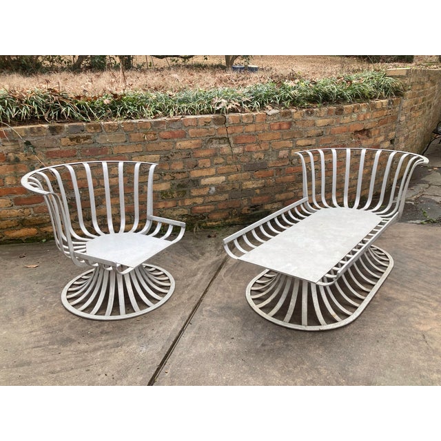 Mid 20th Century Woodard Patio Chaise and Lounge Chair, Attributed to Herbert Saiger - Set of 2 For Sale - Image 9 of 12