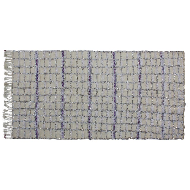 Textile Late 20th Century Blue Striped Moroccan Handira Throw For Sale - Image 7 of 7