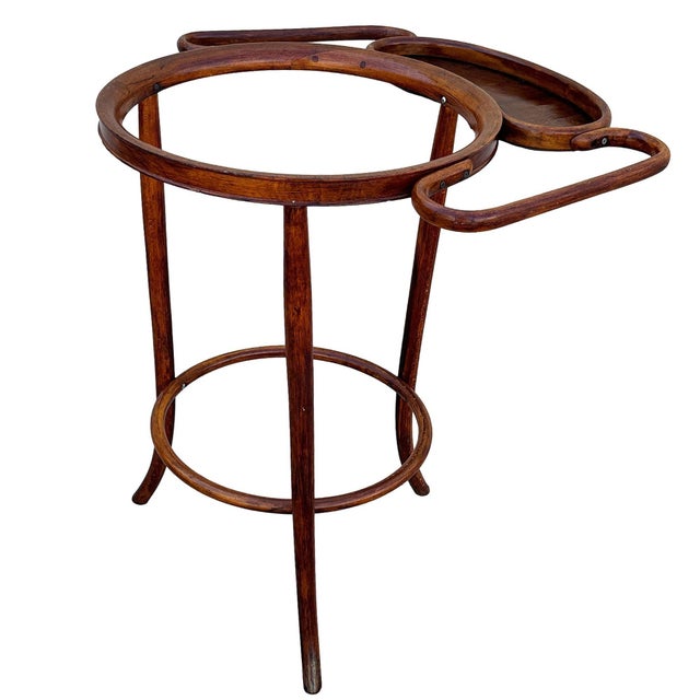 Brown Vienna Secession Bent Oak Wash Shaving Stand by Thonet For Sale - Image 8 of 9