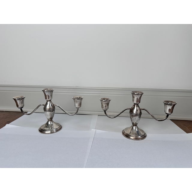 A Pair Duchin Creation Weighted Sterling Candle Holders For Sale In Nashville - Image 6 of 7