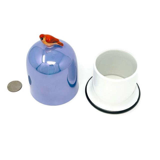 1920s Art Deco Noritake Morimura Japanese Lusterware Figural Bird Domed Lid Trinket Box For Sale - Image 9 of 10