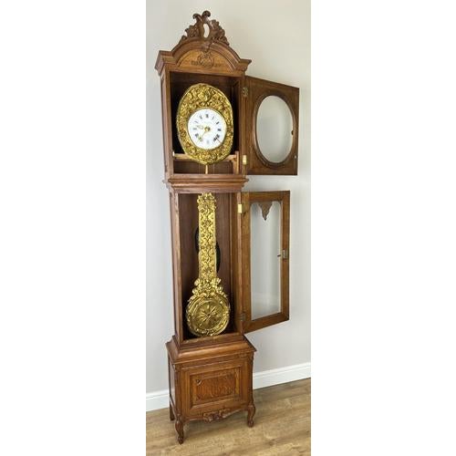 Vintage Grandfather Clock in Oak For Sale - Image 12 of 15
