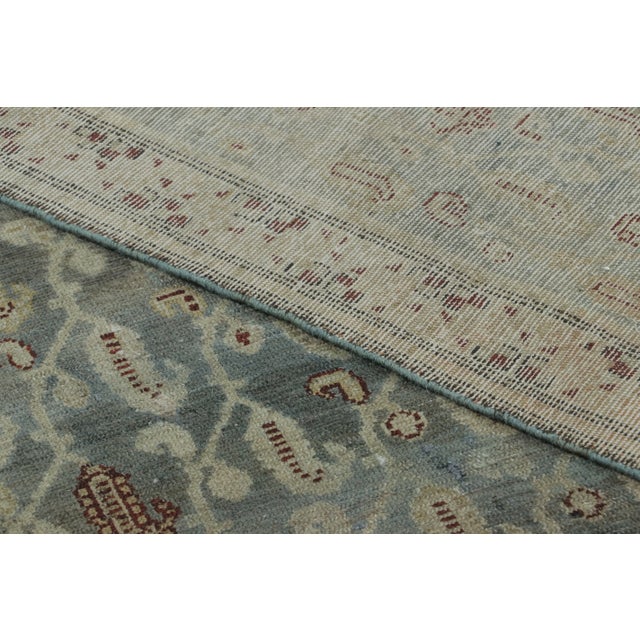 Antique Distressed Malayer Runner With Paisley Grid in Green Hues - Rug & Kilim For Sale - Image 9 of 9