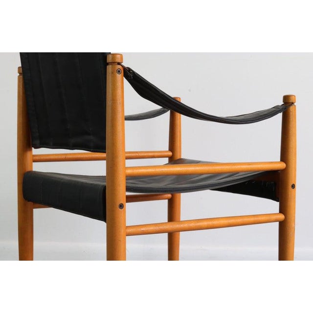 Safari Chair in Oak and Leather For Sale - Image 4 of 7
