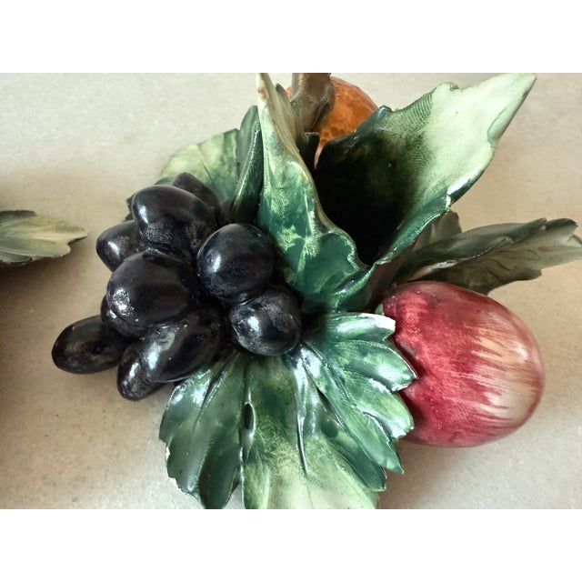 Vintage Italian Capodimonte Ceramic Fruit Candle Holders by Visconti Mollica For Sale In Austin - Image 6 of 15
