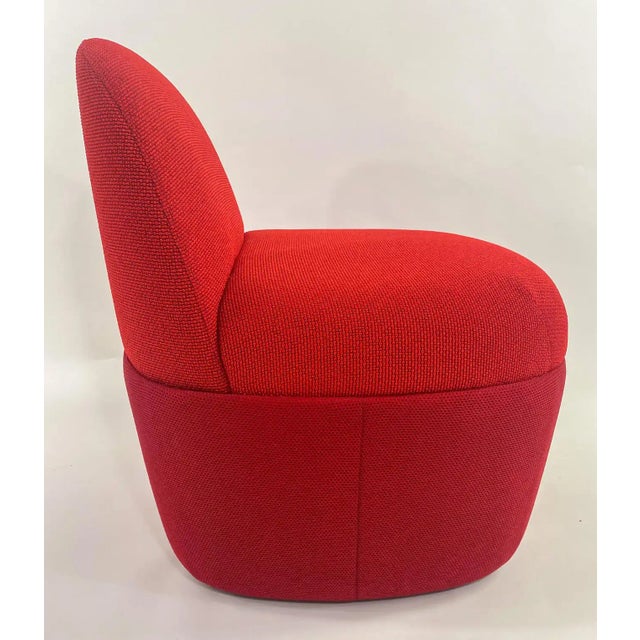 Red Modern Studio Tk Custom Red Knit Fabric Slipper Chair or Pouf With Back, a Pair For Sale - Image 8 of 13
