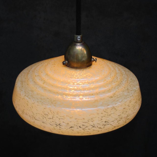 1950s French Clichy Pink Reeded Glass Pendant Lamp For Sale - Image 5 of 7