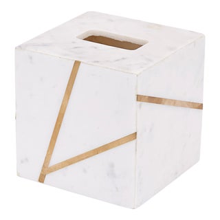 Marble Brass Tissue Holder For Sale