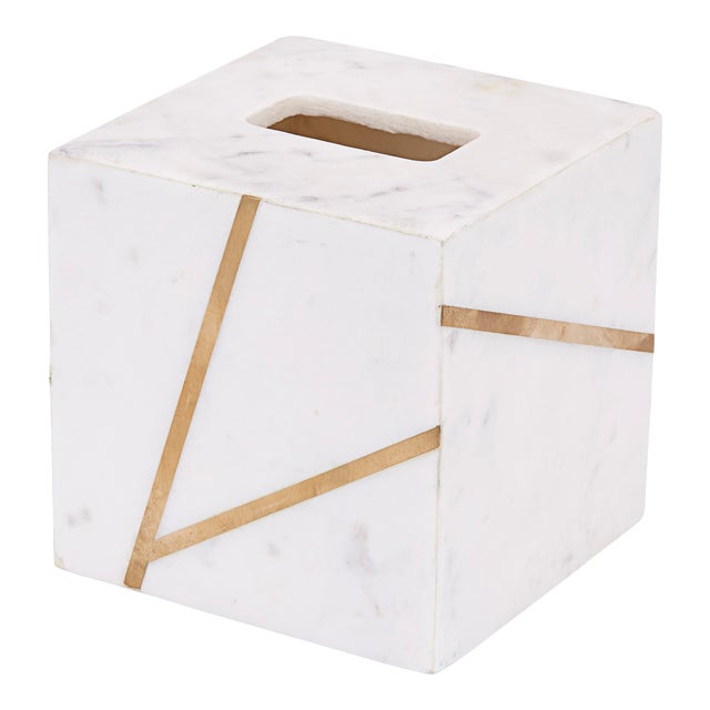 Marble Brass Tissue Holder For Sale
