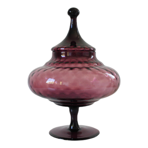 1960s Italian Empoli Glass Lidded Apothecary Jar or Candy Dish