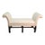 Upholstered Scroll Arm Bench in Cream Textured Fabric With Mahogany Base For Sale