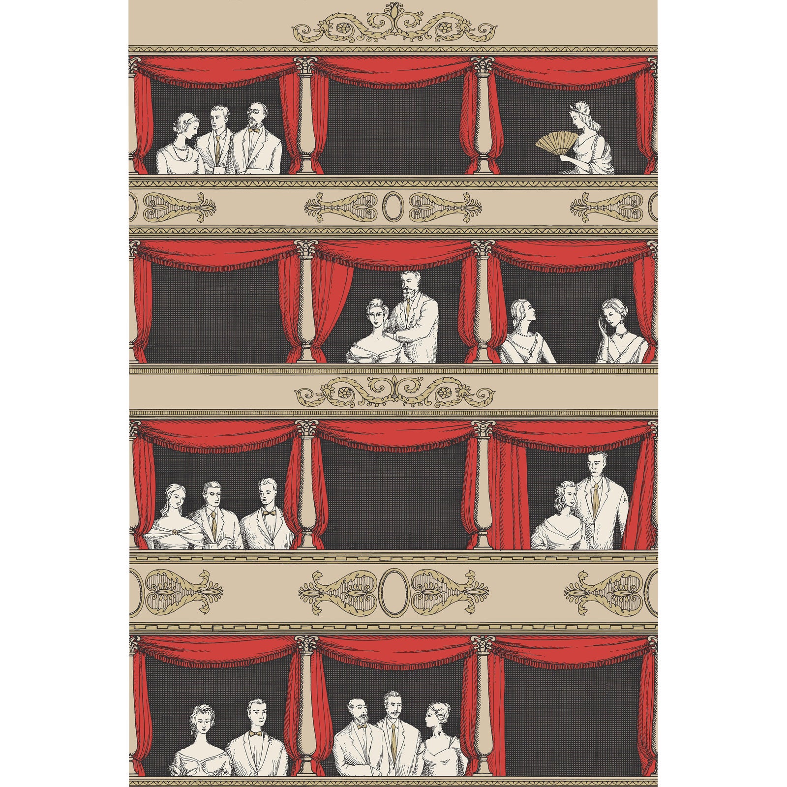 Cole & Son Teatro Wallpaper Roll Linen/Rouge Chairish