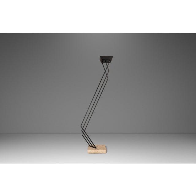 Mid-Century Post Modern Italian Cantilever Freestanding 6 Foot Floor Lamp With Travertine Base, Italy, C. 1980s For Sale - Image 4 of 15