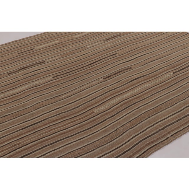 Rug & Kilim Vintage Persian Kilim, Rich Beige-Brown and Earth Tone Stripes - Rug & Kilim For Sale - Image 4 of 8