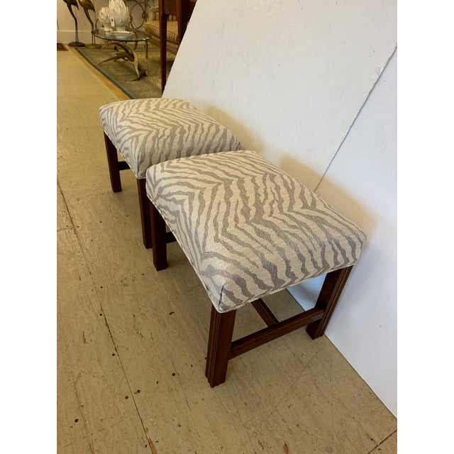 Newly Upholstered Benches in Neutral Animal Print -Pair For Sale In Philadelphia - Image 6 of 11