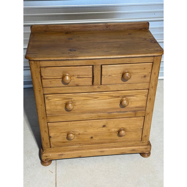 Victorian Antique Pine Two Over Two Drawers - Chest of Drawers With Lip From England For Sale - Image 3 of 18
