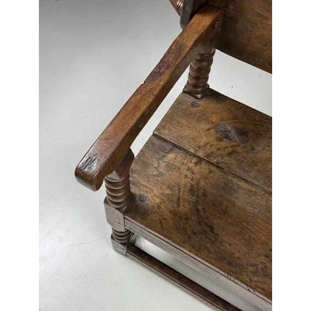 Wood English Monk Chair Table in Oak For Sale - Image 7 of 18