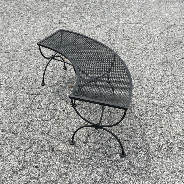Mid 20th Century Mid 20th Century Woodard Round Patio Table with Three Benches, Attributed For Sale - Image 5 of 11