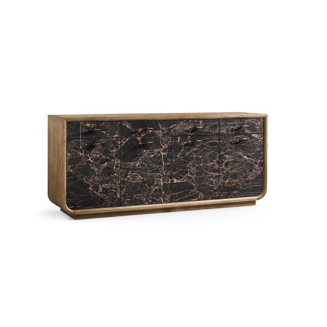 Brown Modern Black Marble and Wood Sideboard For Sale - Image 8 of 15