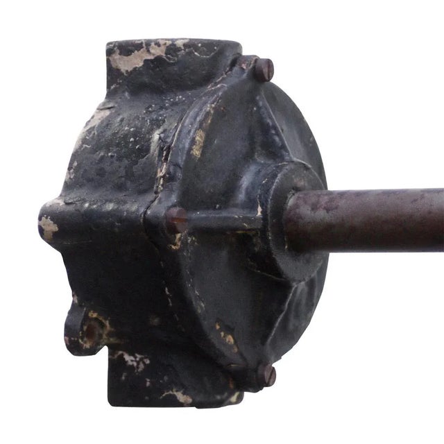 Vintage Industrial French Black & Dark Blue Enamel and Cast Iron Wall Lights For Sale - Image 4 of 6