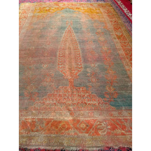 19th Century Turkish Oushak Rug, Tree of Life Design, Aqua Blue, 7' x 10' For Sale - Image 10 of 13