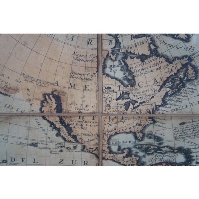 Brown Mid 20th Century Vincenzo Coronelli's Colored Map of the New World Western Hemisphere Framed For Sale - Image 8 of 12