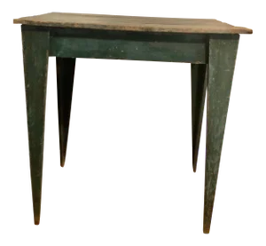 Antique Early Original Blue Paint Rustic Side Table