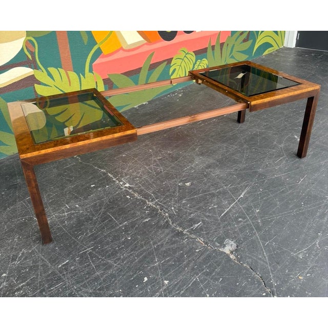 Century Furniture Century Burl & Smoked Glass Dining Set For Sale - Image 4 of 17