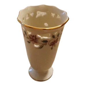 1970s Lenox Usa Hand Painted Reticular Porcelain Pedestal Vase
