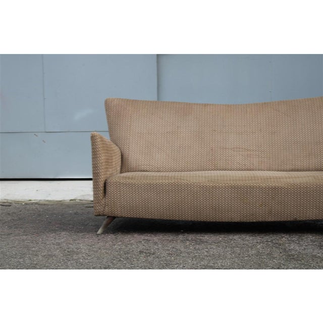 Italian Fabric Sofa with Oblique Cone Feet, 1950s For Sale - Image 4 of 18