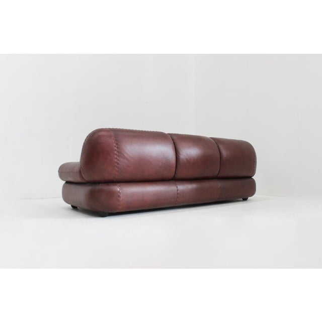 Vintage Italian Sapporo Sofa in Leather from Mobil Girgi, 1970s For Sale - Image 3 of 9