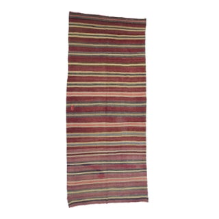 Vintage Turkish Striped Kilim Rug- 5′ × 12′2″ For Sale