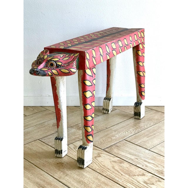 1970s Folk Art Hand Crafted Wooden Cat Side Table Chairish