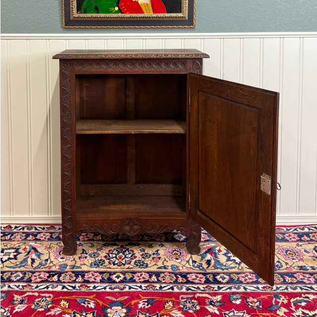 Brown Antique French Breton Jam Cabinet Cupboard Storage Drawer Carved Oak 19th C For Sale - Image 8 of 18