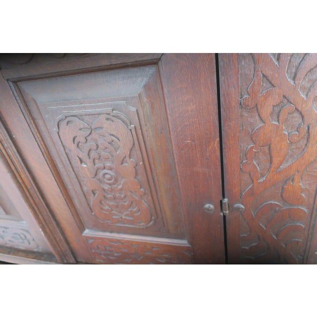 Antique Carved Oak Farmhouse Wardrobe, 1780 For Sale - Image 14 of 18