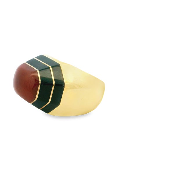 Metal David Webb Carnelian & Enamel Ring, 18k Gold, 1970s, Size 6.5 For Sale - Image 7 of 13