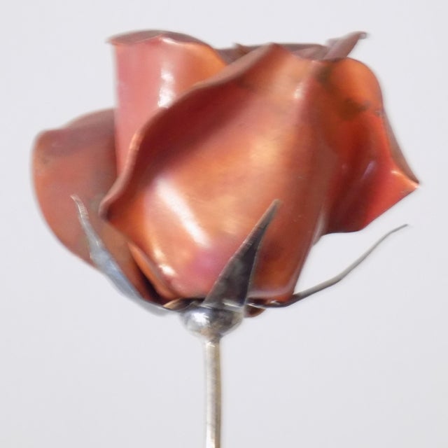 Vintage Italian Handmade Sterling Silver 925 Long Stem Enameled Red Rose, Padua, Italy, 1970s For Sale - Image 11 of 18