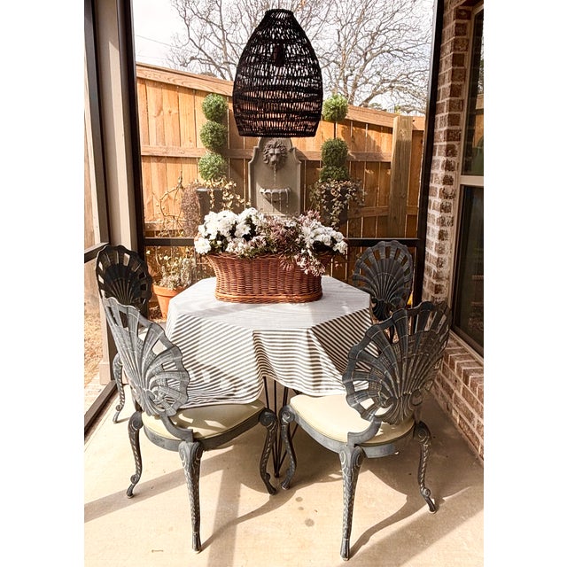 Vintage French Wicker Basket With Turned Wood Handles & Wood Slatted Base For Sale - Image 4 of 16