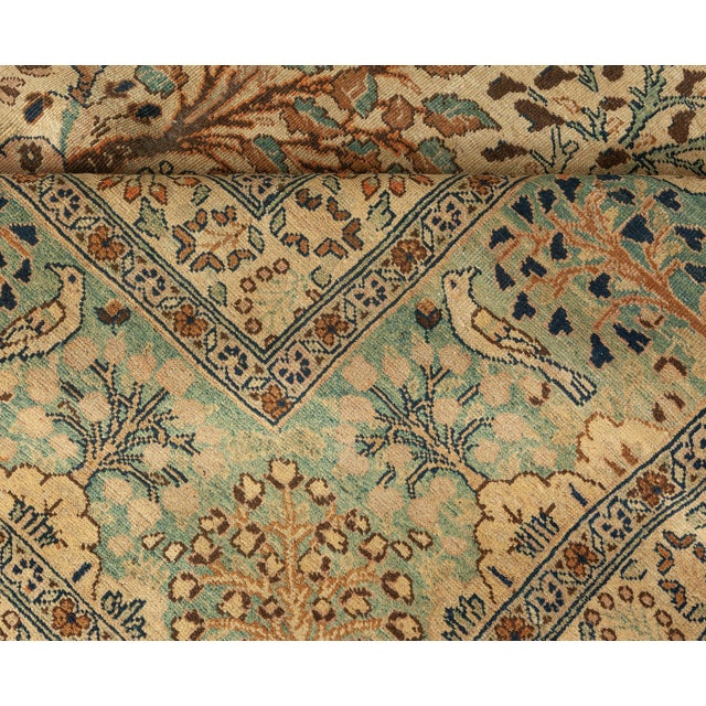 Brown Antique Persian Tabriz Animal Design Carpet For Sale - Image 8 of 8
